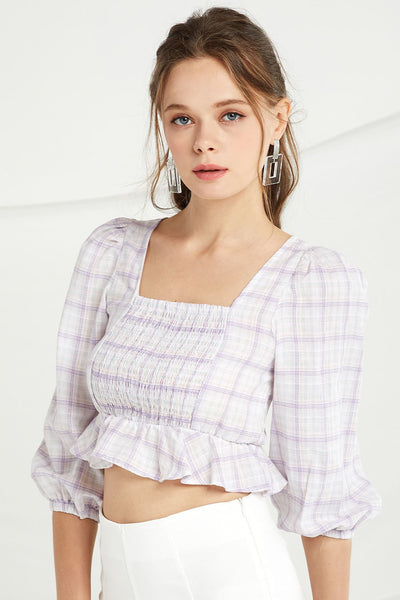 Destiny Plaid Crop Blouse by STORETS