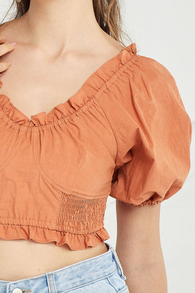 Charlie Frilled Smocked Crop Top