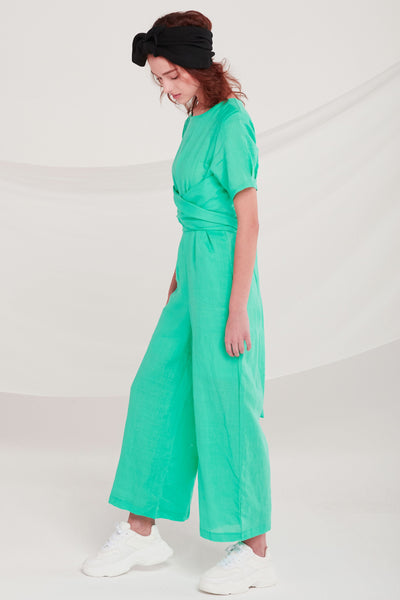 Cadence Tie Wrap Linen Jumpsuit