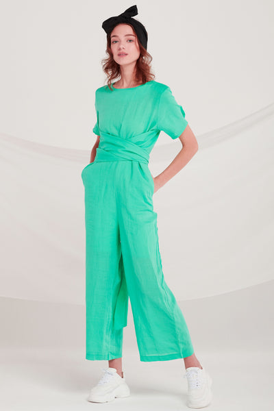 Cadence Tie Wrap Linen Jumpsuit