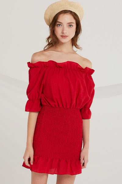 Yaretzi Off-the-Shoulder Smocked Dress