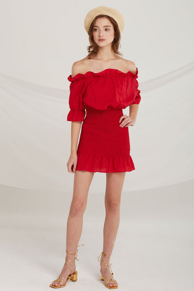 Yaretzi Off-the-Shoulder Smocked Dress