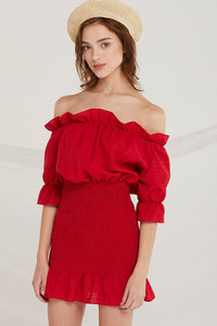 Yaretzi Off-the-Shoulder Smocked Dress by STORETS