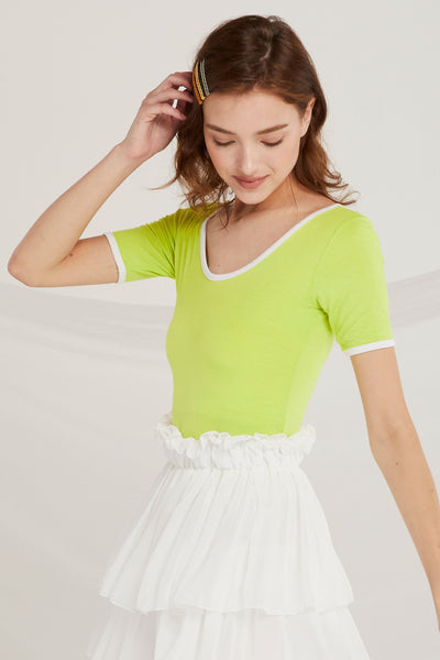 Lennon Scoop Neck Top w/Contrast Trim