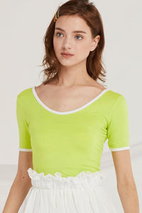 Lennon Scoop Neck Top w/Contrast Trim by STORETS