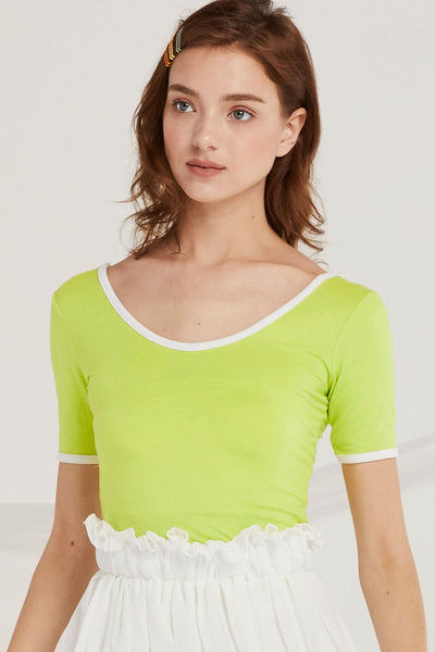 Lennon Scoop Neck Top w/Contrast Trim by STORETS