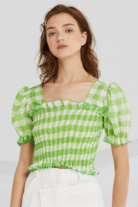 Corinne Gingham Smocked Top