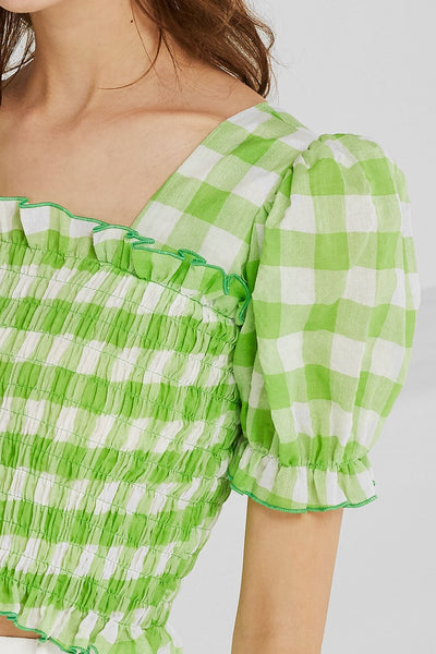 Corinne Gingham Smocked Top