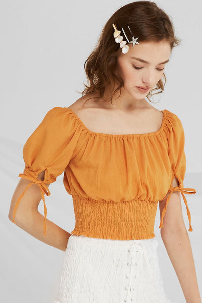 Janelle Off-the-Shoulder Smocked Top