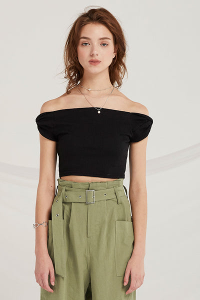 Briana Twist-Knot Sleeve Crop Top