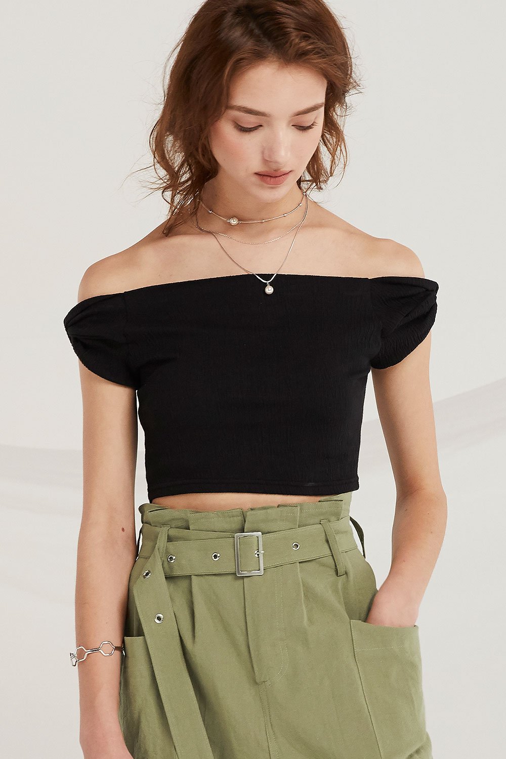 Briana Twist-Knot Sleeve Crop Top by STORETS