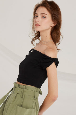 Briana Twist-Knot Sleeve Crop Top