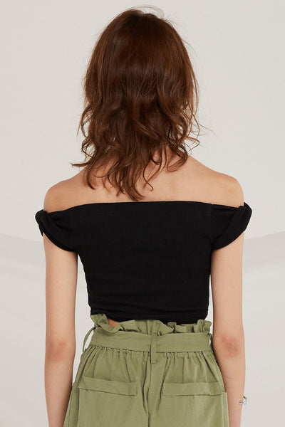 Briana Twist-Knot Sleeve Crop Top