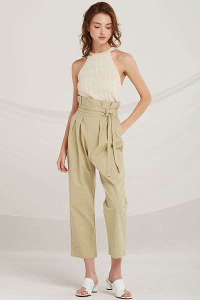 Veda Double Belted Paperbag Waist Pants