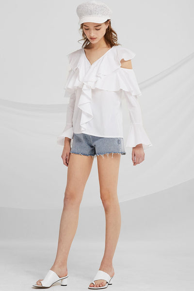 Lorelei Cold Shoulder Ruffle Top