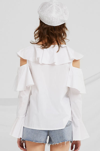 Lorelei Cold Shoulder Ruffle Top