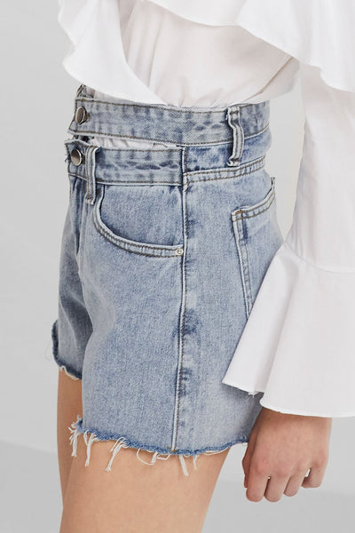 Kassidy Cut-out Waist Denim Shorts