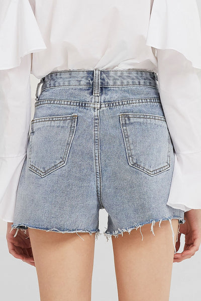 Kassidy Cut-out Waist Denim Shorts