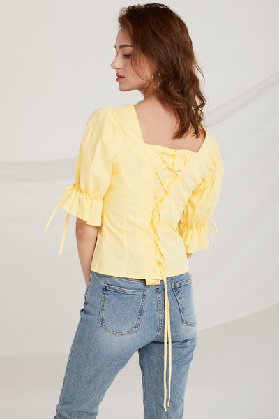 Noor Lace Up Back Blouse