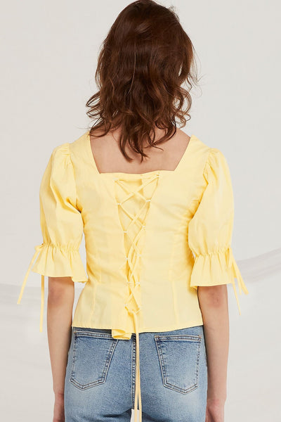 Noor Lace Up Back Blouse