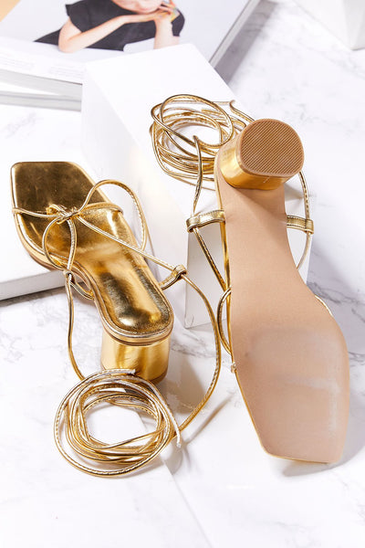 Lace Up Strappy Sandal Heels