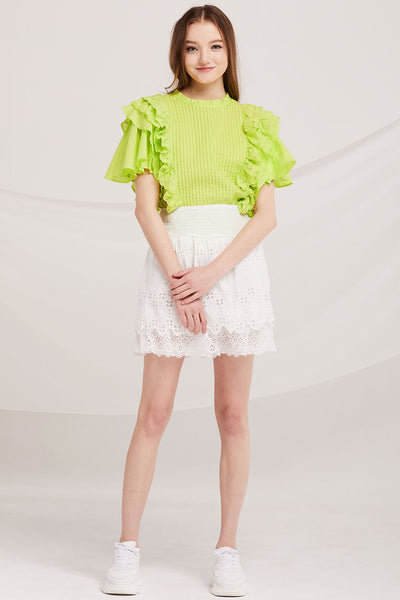 Karsyn Pintuck Ruffle Blouse