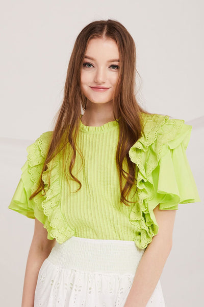 Karsyn Pintuck Ruffle Blouse