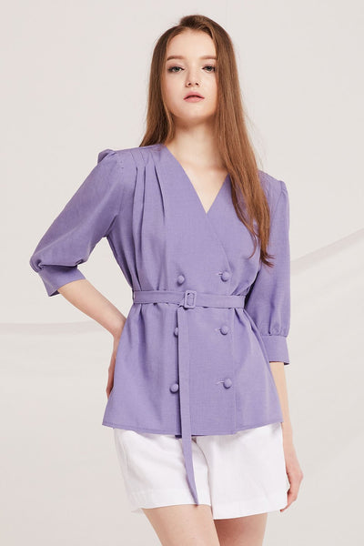 Haylee Double Breast Belted Blouse