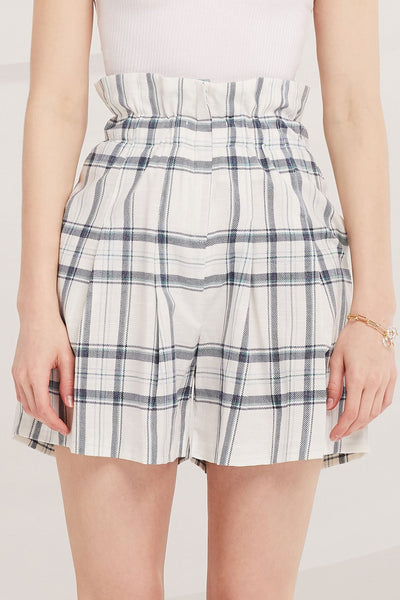 Elliot Paperbag Waist Plaid Shorts