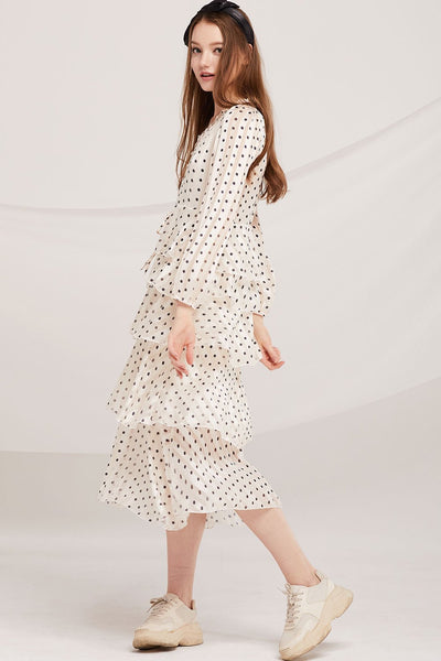 Aisha Polka Dot Tiered Ruffle Dress