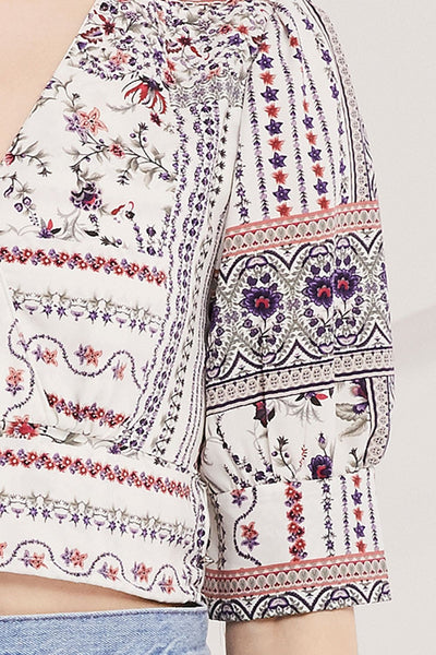 Zion Boho Print Crop Blouse