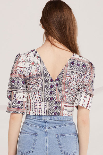 Zion Boho Print Crop Blouse