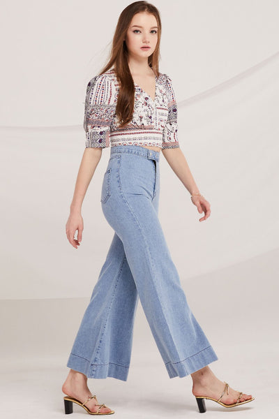 Zion Boho Print Crop Blouse