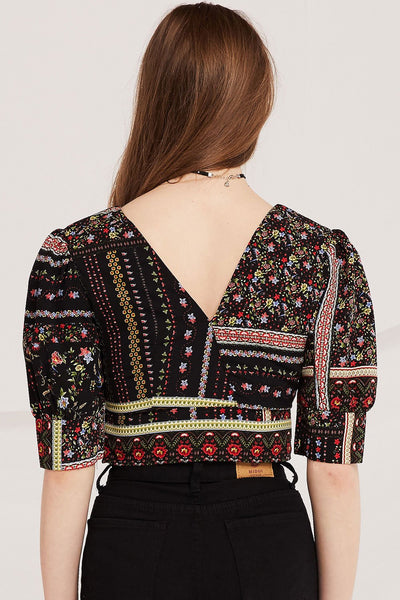 Zion Boho Print Crop Blouse