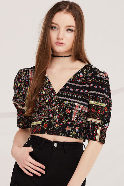 Zion Boho Print Crop Blouse