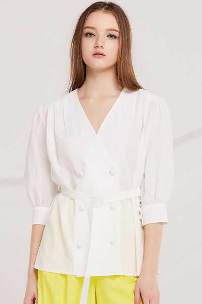 Haylee Double Breast Belted Blouse