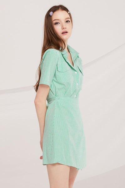 Julie Pinstripe Shirt Wrap Dress