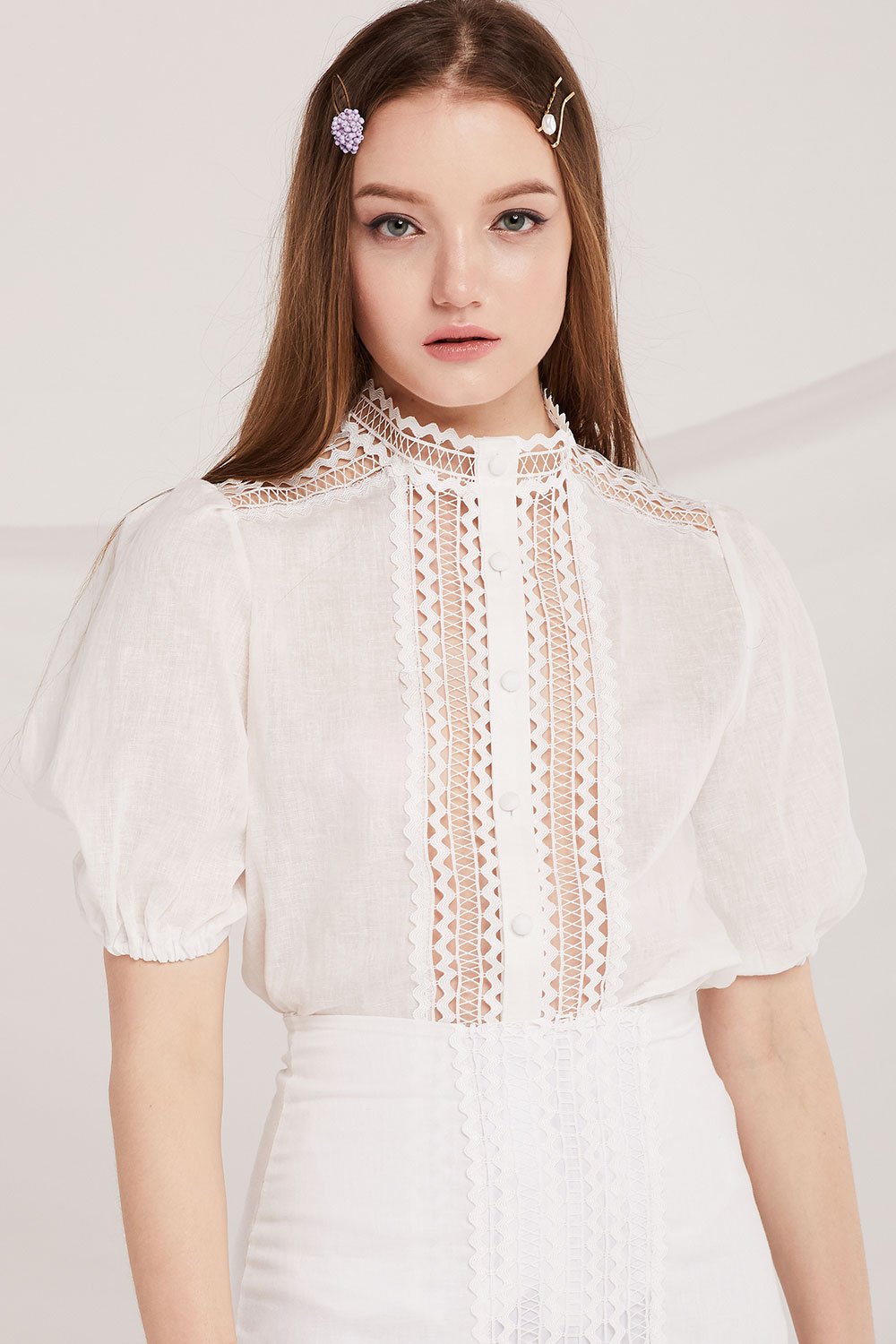 Kimber Crochet Panel Blouse