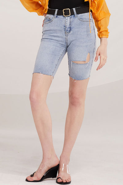 Miya Denim Cycling Shorts w/Belt