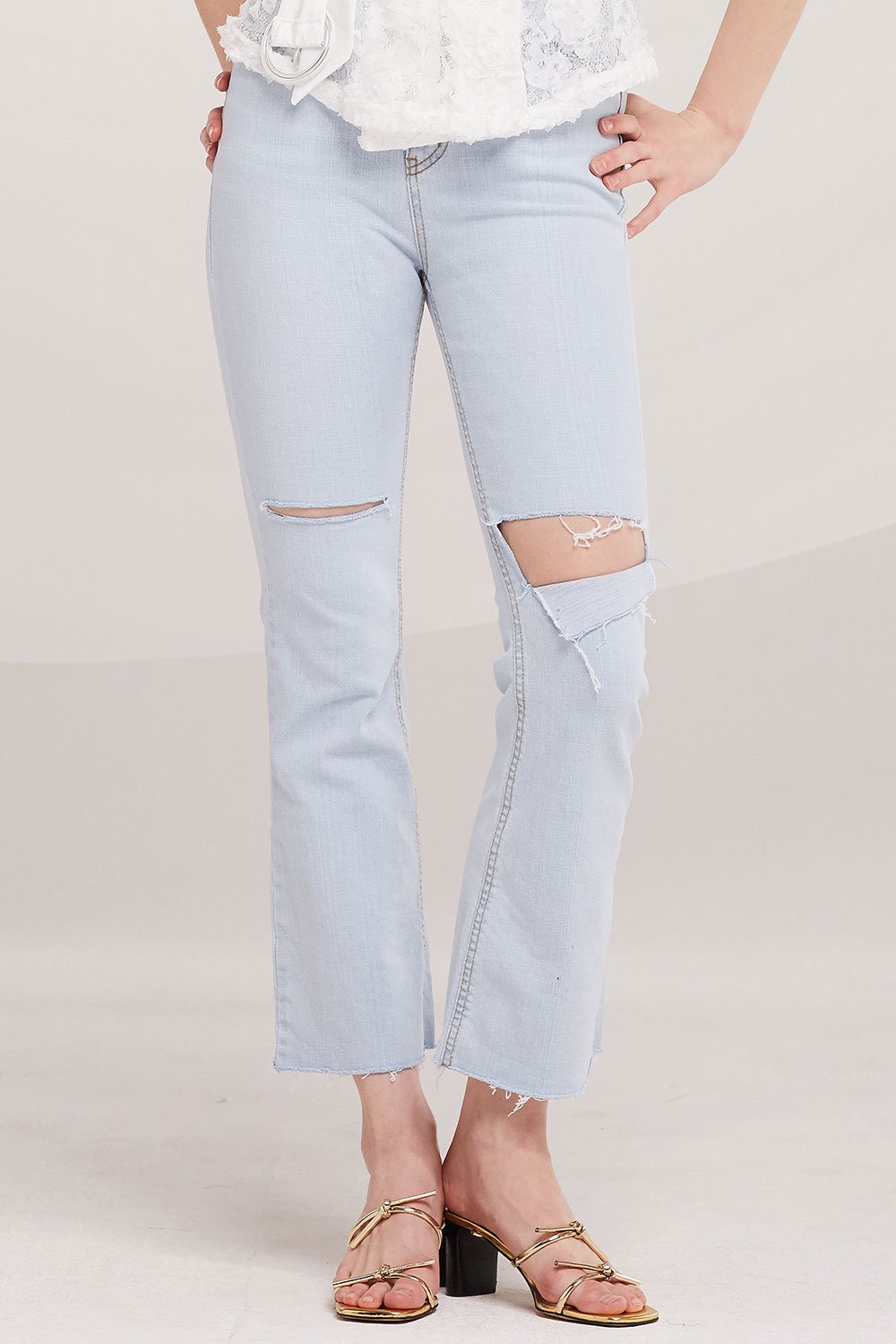 Simone Slash Ripped Bootcut Jeans