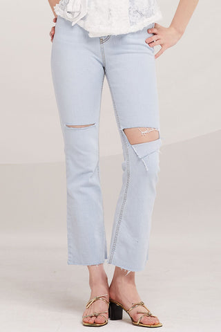 Simone Slash Ripped Bootcut Jeans