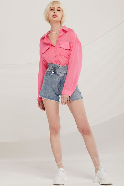 Laila High Waist Buttoned Shorts