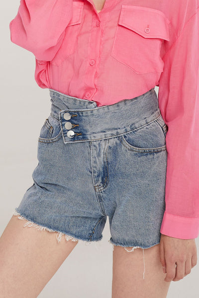 Laila High Waist Buttoned Shorts