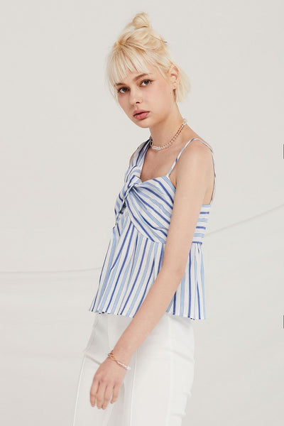 Finley Striped Draped Bustier Top