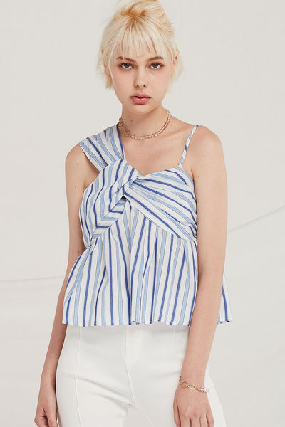 Finley Striped Draped Bustier Top