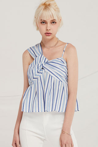 Finley Striped Draped Bustier Top