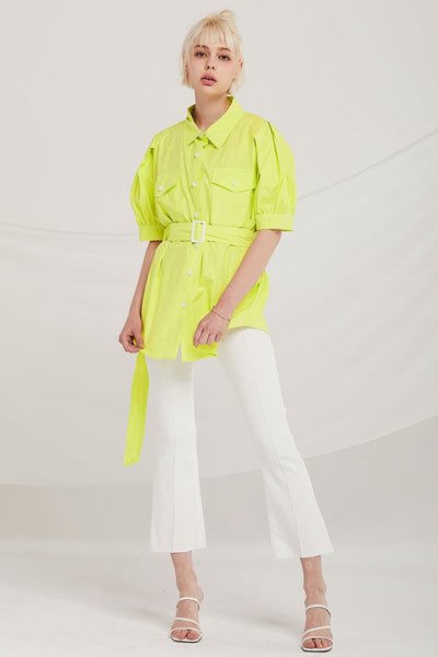 Ryleigh Puff Sleeve Shirt w/Belt