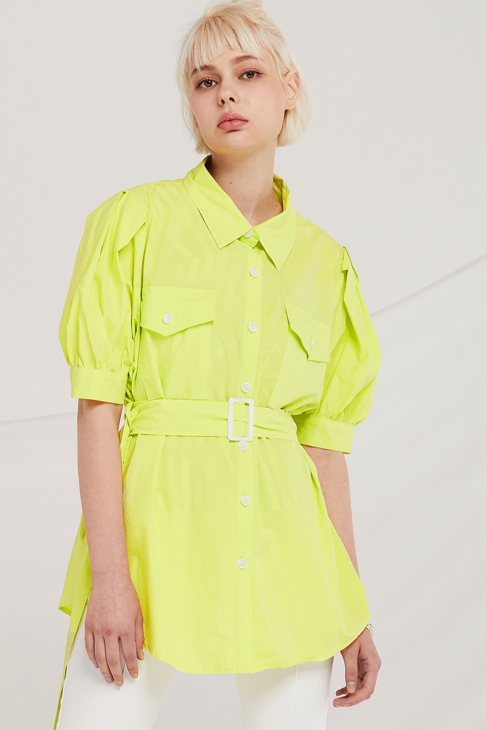 Ryleigh Puff Sleeve Shirt w/Belt