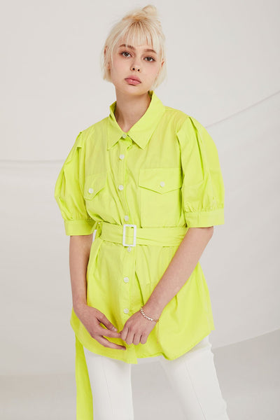 Ryleigh Puff Sleeve Shirt w/Belt