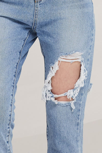 Madleyn Distressed Tapered Jeans